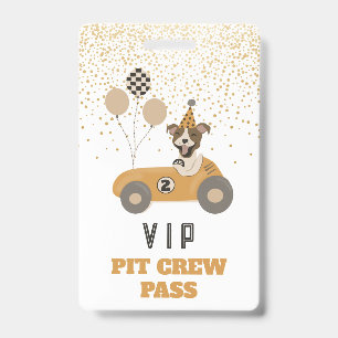 Tarjeta De Identificación Race Car Dog Boys fiesta de cumpleaños VIP Pass