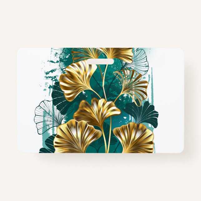 Tarjeta De Identificación Rama con hojas doradas Ginko Biloba (Anverso)