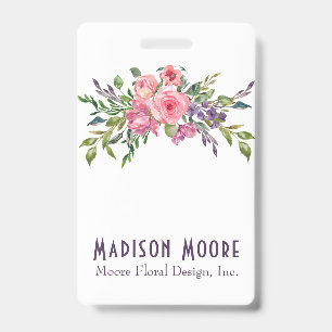 Tarjeta De Identificación Ramo Floral Lavanda y Rosa