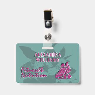 Tarjeta De Identificación Raspberry Teal Flourished Fitness & Nutrition