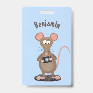 Tarjeta De Identificación Rata divertida con ilustración de dibujos animados