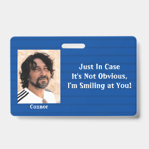 Tarjeta De Identificación Rayas Azules Por Si Mi Sonrisa No Es Obvia