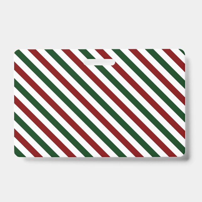Tarjeta De Identificación Rayas de Navidad personalizables (Parte frontal)