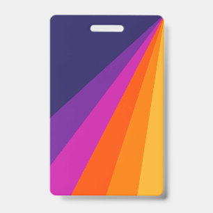 Tarjeta De Identificación Rayas retro diagonales púrpura y naranja