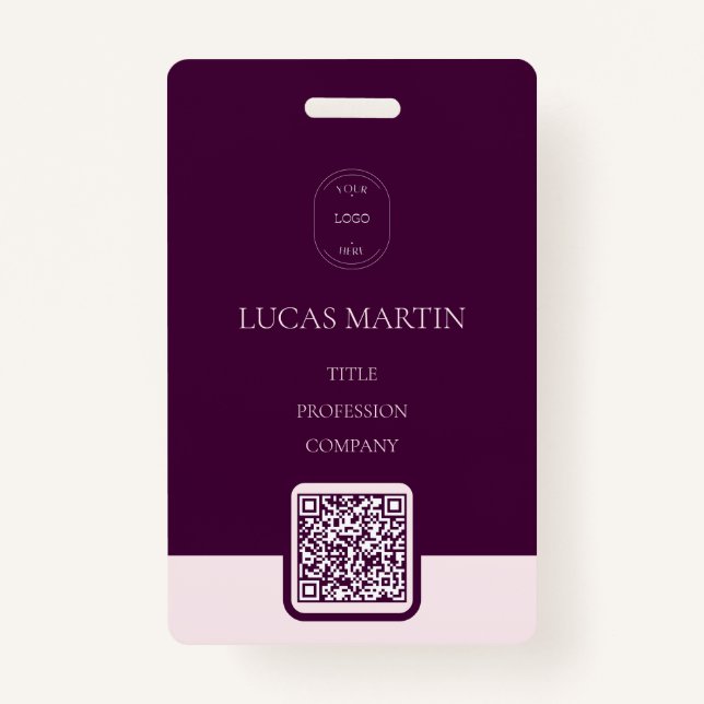 Tarjeta De Identificación Real Crimson código QR Nombre del empleado Insigni (Anverso)