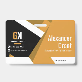 Tarjeta De Identificación Real Estate Luxury Black & Gold Realtor