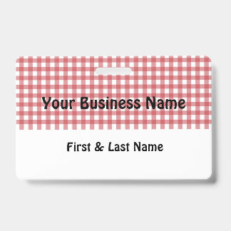 Tarjeta De Identificación Red and White Gingham Name Badge