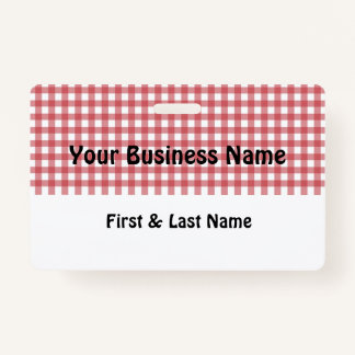 Tarjeta De Identificación Red and White Gingham Name Badge