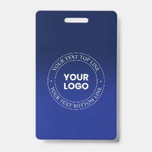 Tarjeta De Identificación Reemplazo Fácil de Logo y Texto   Gradiente Azul O