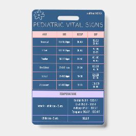 Tarjeta De Identificación Referencia rápida de la placa de pediatría