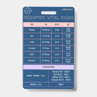 Tarjeta De Identificación Referencia rápida de la placa de pediatría