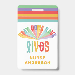 Tarjeta De Identificación Regala vida quedándose en casa arcoíris colorido