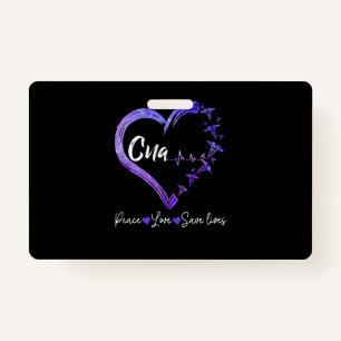 Tarjeta De Identificación Regalo de enfermera Amar CNA Paz Amar Salvar Vida