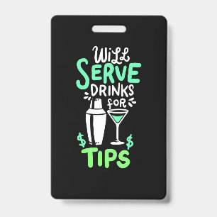 Tarjeta De Identificación Regalo de Navidad   El barman servirá bebidas por 