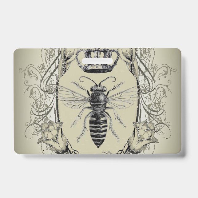 Tarjeta De Identificación reina abeja dama jefa apicultora steampunk corona (Parte frontal)