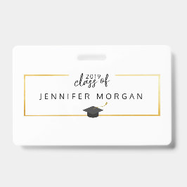 Tarjeta De Identificación Relieve metalizado de Graduación Faux Gold Elegant