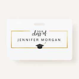 Tarjeta De Identificación Relieve metalizado de Graduación Faux Gold Elegant