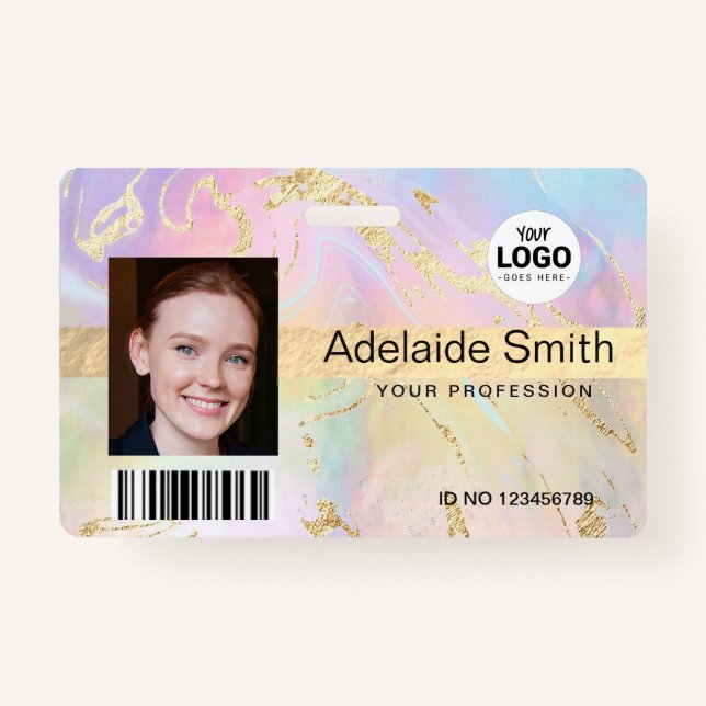 Tarjeta De Identificación Relieve metalizado falso detalles diseño de mármol (Anverso)