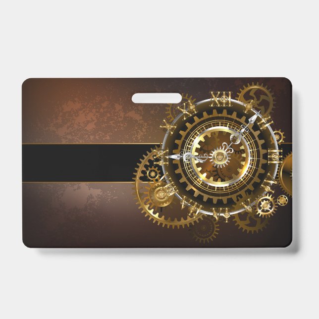 Tarjeta De Identificación Reloj de vapor con engranajes antiguos (Parte frontal)