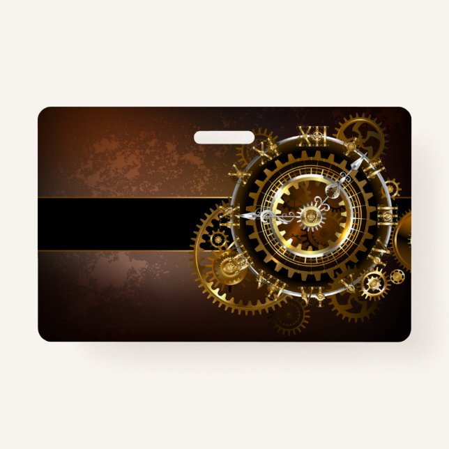 Tarjeta De Identificación Reloj de vapor con engranajes antiguos (Anverso)