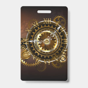 Tarjeta De Identificación Reloj steampunk con engranajes antiguos