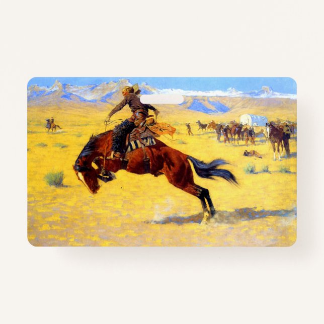 Tarjeta De Identificación Remington Old West Horse y Cowboy (Anverso)
