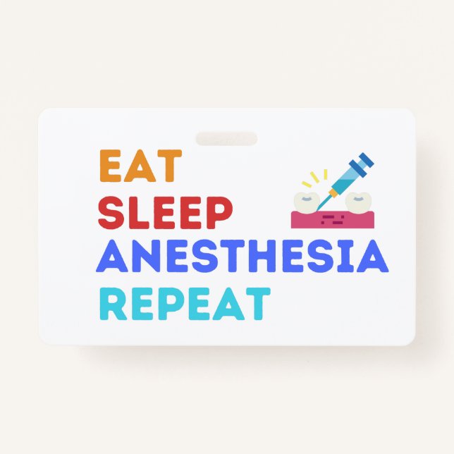 TARJETA DE IDENTIFICACIÓN REPITE LA ANESIA DE DORMIR - ANESTHESIA BADGE (Anverso)