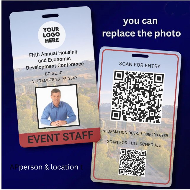 Tarjeta De Identificación Replace Location Photo Person Photo Conference  (Subido por el creador)