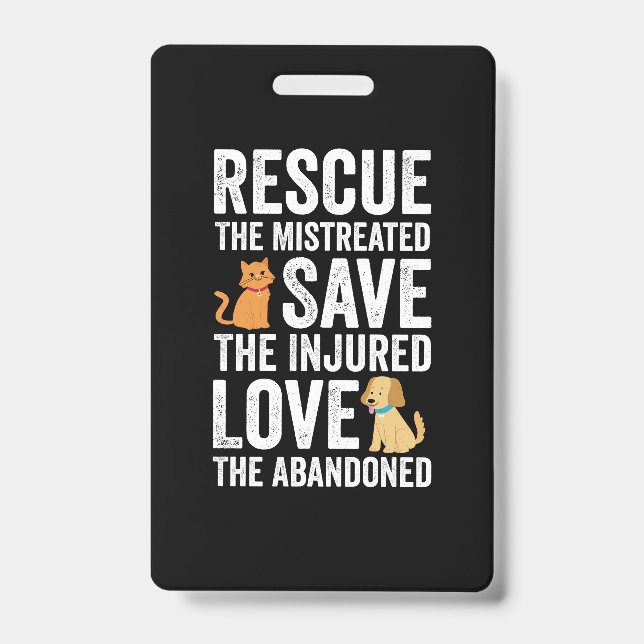 Tarjeta De Identificación Rescue The Mistreated Save The Injured Love The Ab (Parte frontal)