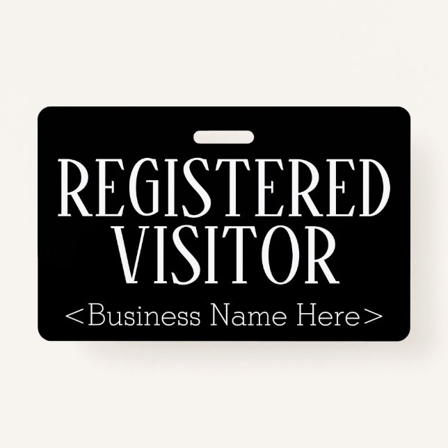 Tarjeta De Identificación Respetable distintivo de "VISITANTE REGISTRADO" (Anverso)