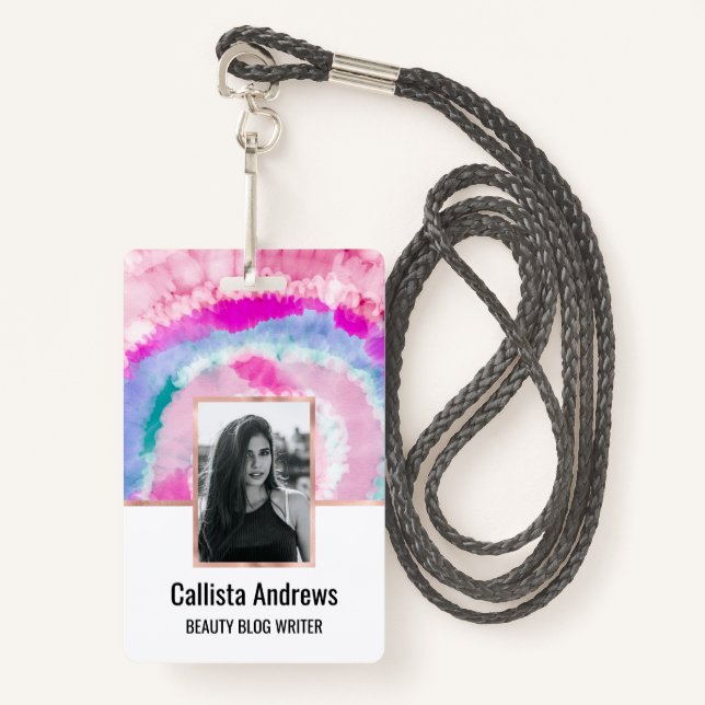 Tarjeta De Identificación Resumen Pintura de tinte blanco rosado de la chica (Anverso son cordón)