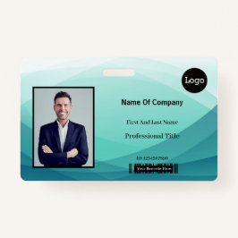 Tarjeta De Identificación Resumen verde azulado de identificación de fotogra