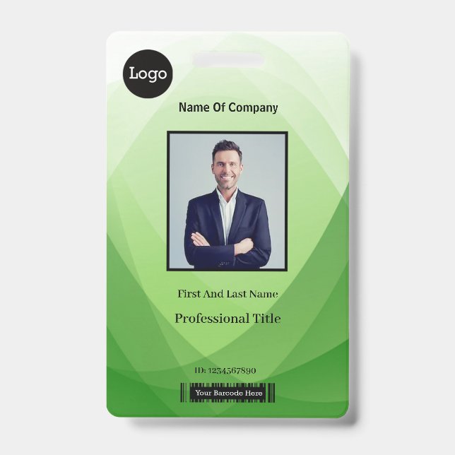 Tarjeta De Identificación Resumen verde Identificación fotográfica de emplea (Parte frontal)