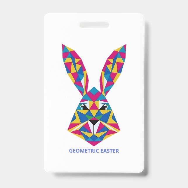 Tarjeta De Identificación Retrato de conejo geométrico (Parte frontal)