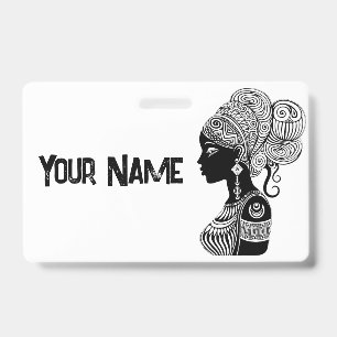 Tarjeta De Identificación Retrato de niña africana tatuaje tribal