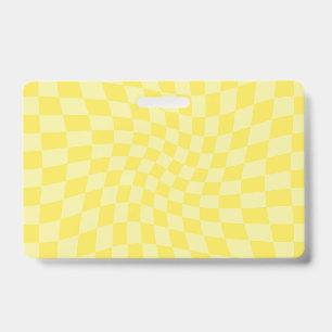 Tarjeta De Identificación Retro Limón Amarillo Pastel Tablero de Damas Defor