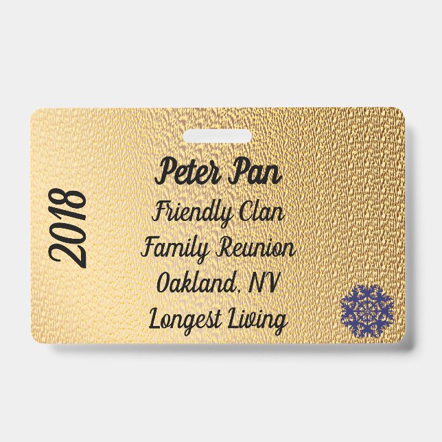 Tarjeta De Identificación Reunión Familiar (Parte frontal)