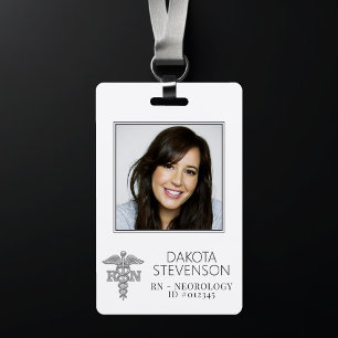 Tarjeta De Identificación RN Caduceus   Hospital de Plata RN Enfermera Tarje