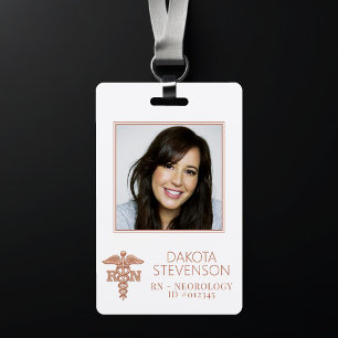 Tarjeta De Identificación RN Caduceus Hospital Photo ID Rosa de Oro de Cob