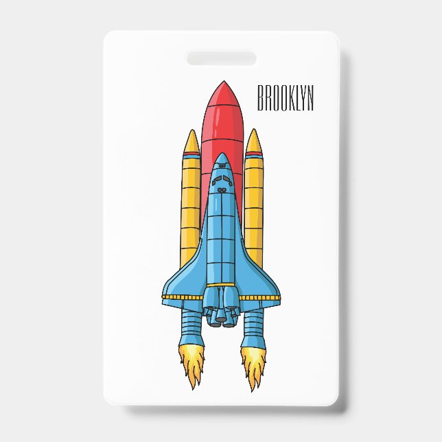 Tarjeta De Identificación Rocket ship cartoon illustration (Parte frontal)