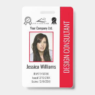 Tarjeta de identificación roja corporativa persona