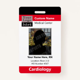 Tarjeta De Identificación Rojo de empleado con logotipo de Personalizado del