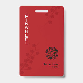 Tarjeta De Identificación Rojo Floral Negrita