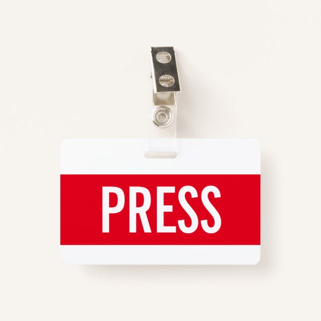 Tarjeta De Identificación Rojo Presione todo Access Pass Horizontal ID Badge (Anverso con clip)