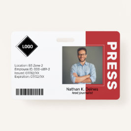 Tarjeta De Identificación Rojo | Seguridad de la compañía de foto de emplead