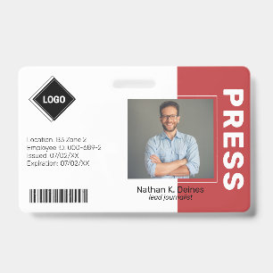 Tarjeta De Identificación Rojo Seguridad de la empresa de foto ID de emple