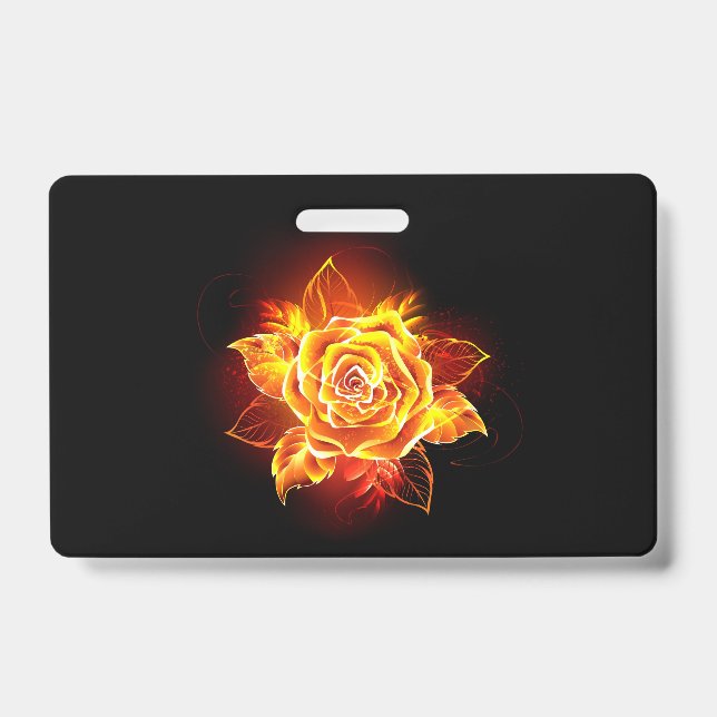 Tarjeta De Identificación Rosa de Fuego Florido (Parte frontal)