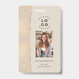 Tarjeta De Identificación Rosa dorado natural rosa moderno femenino elegante