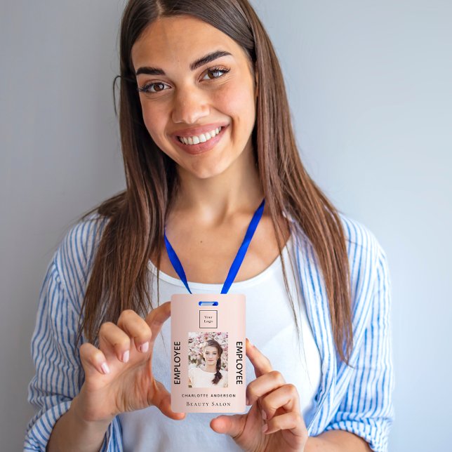 Tarjeta De Identificación Rosa empleado del negocio de la fotografía de colo (Subido por el creador)