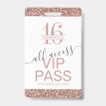 Tarjeta De Identificación Rosa Gold Pink White Sweet 16 Invitación VIP<br><div class="desc">Personalizado Rosa Purpurina rosado de oro sobre blanco con dulces grises 16 invitaciones VIP para tarjetas de acceso completo se pueden personalizar con el nombre de cada invitado o crear un monograma para el dulce chica de dieciséis años. Los detalles de la invitación a la fiesta se imprimen en la...</div>
